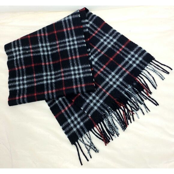 Vintage Burberrys Cashmere Nova Check Fringe Scarf